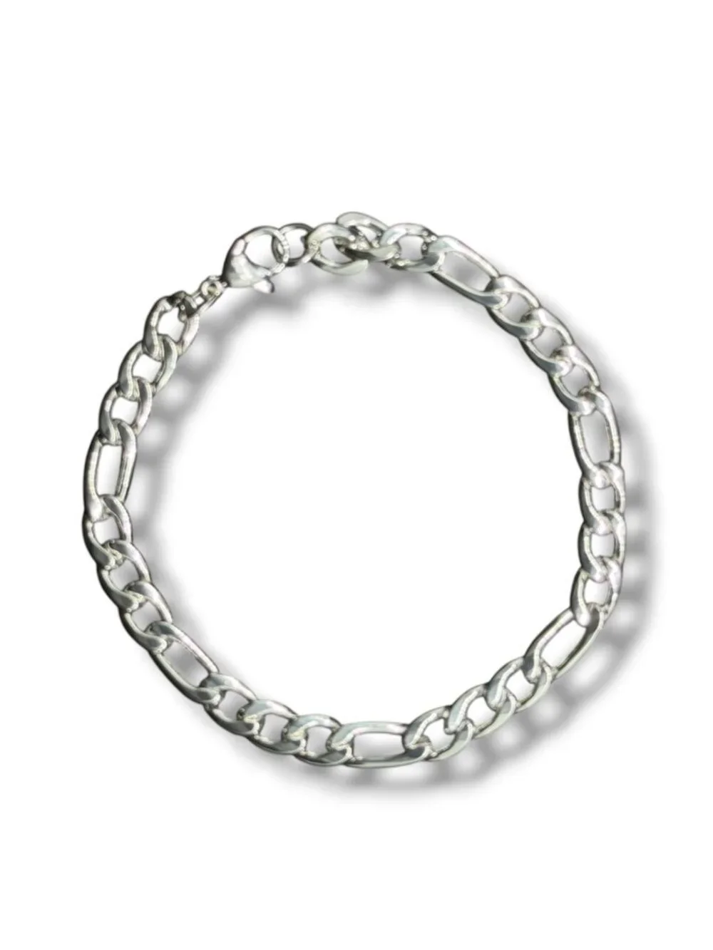 Mens Sterling Silver 6mm Classic Figaro Link Chain Bracelet